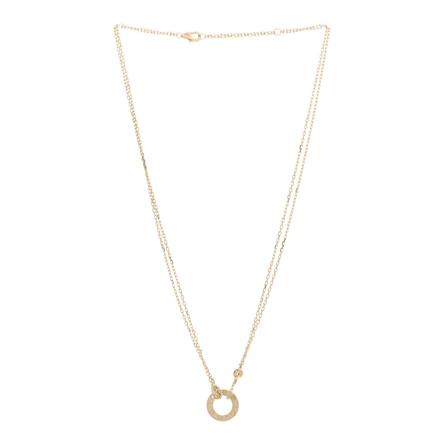 18K Yellow Gold 2 Diamond LOVE Necklace