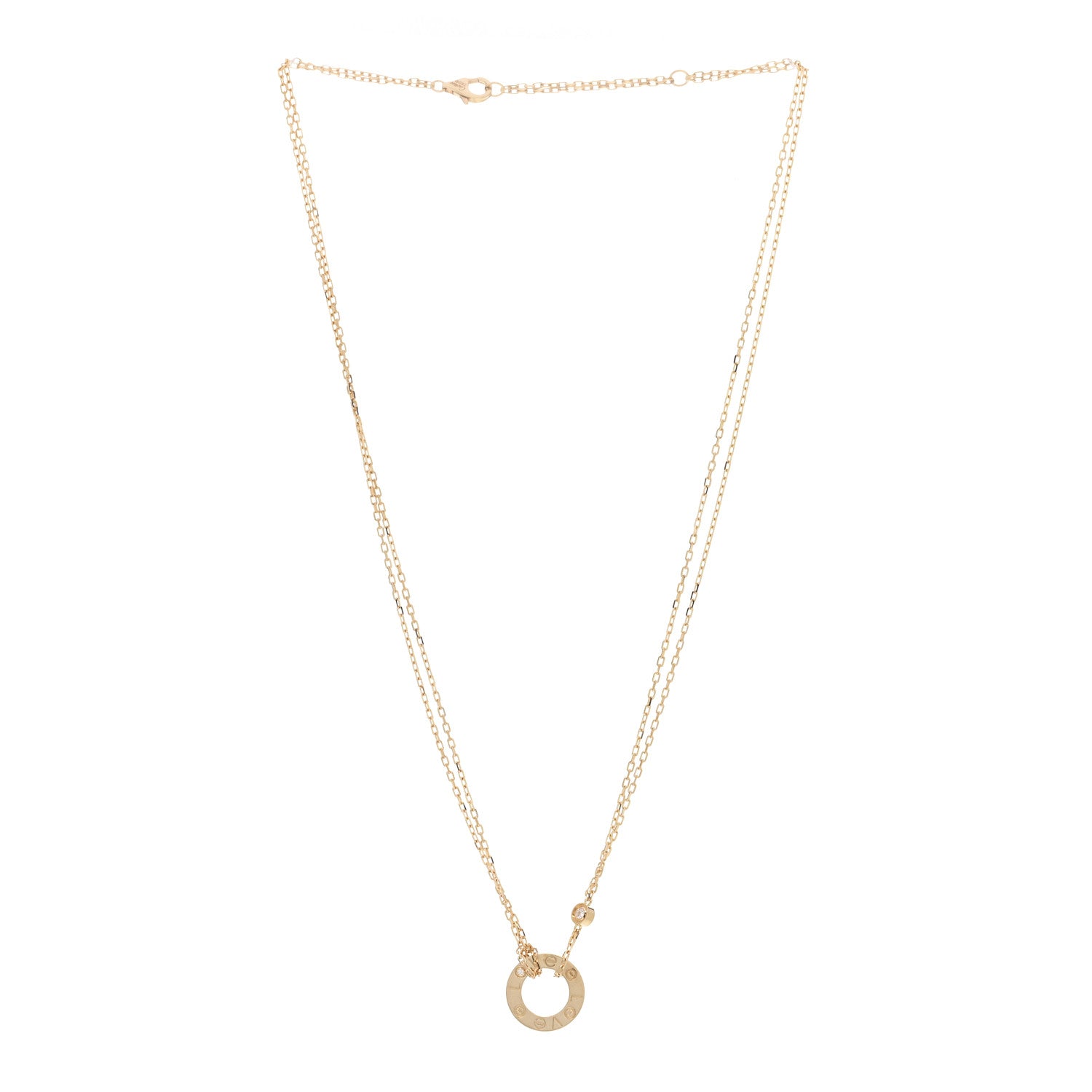Cartier 18K Yellow Gold 2 Diamond LOVE Necklace 3 of 5