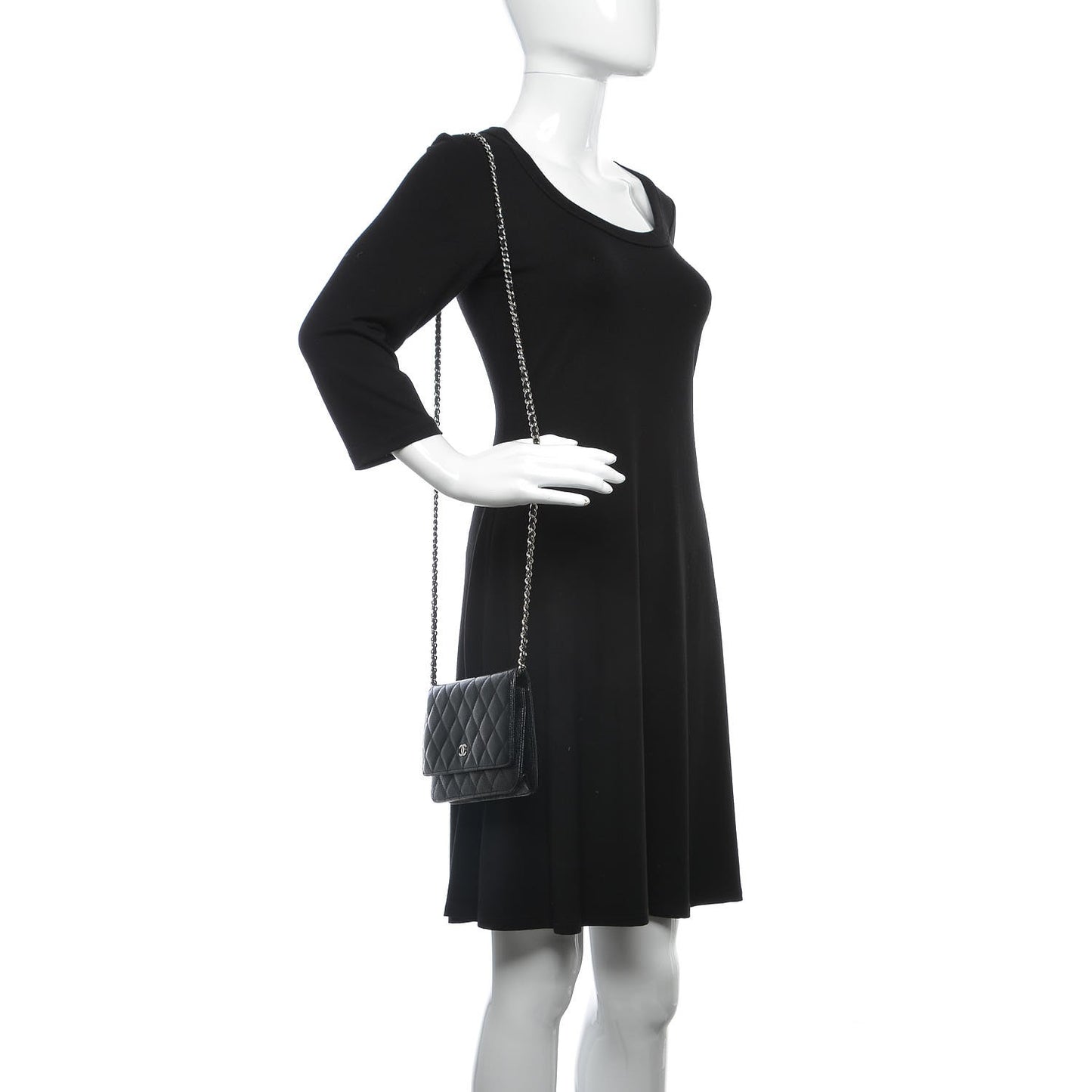 Caviar Quilted Wallet On Chain WOC Black