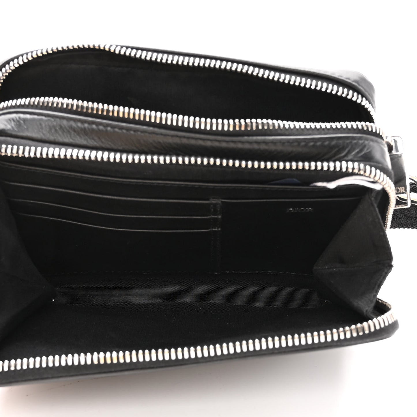 Calfskin Oblique Galaxy Perforated Messenger Black Multicolor