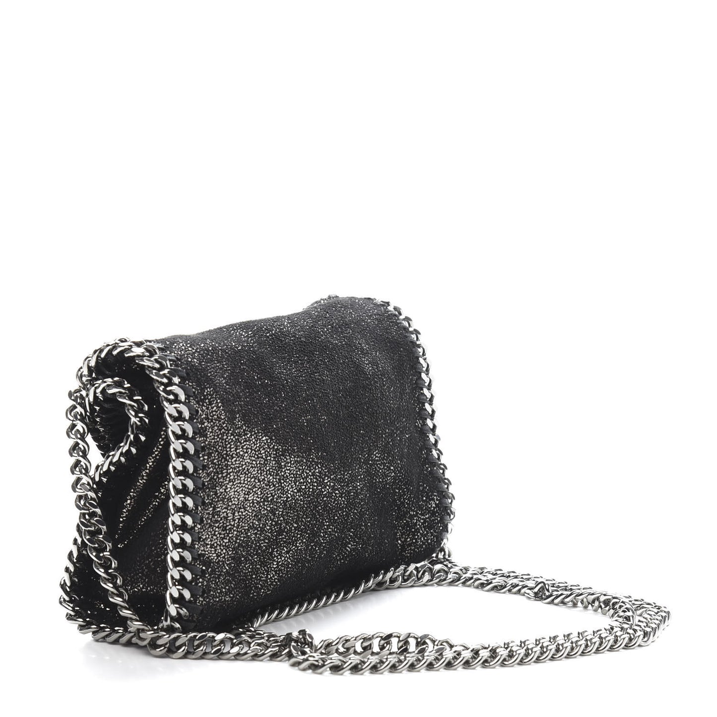 Chamois Shiny Dotted Tiny Falabella Fold Over Tote Ruthenium
