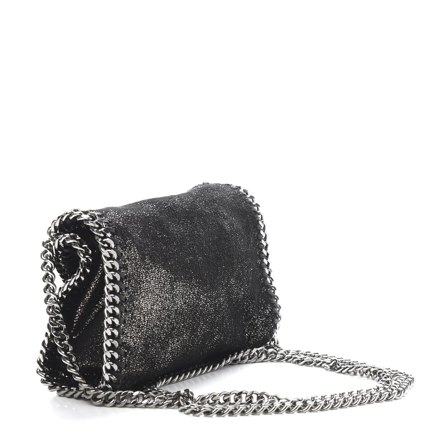 Stella McCartney Chamois Shiny Dotted Tiny Falabella Fold Over Tote Ruthenium 3 of 10