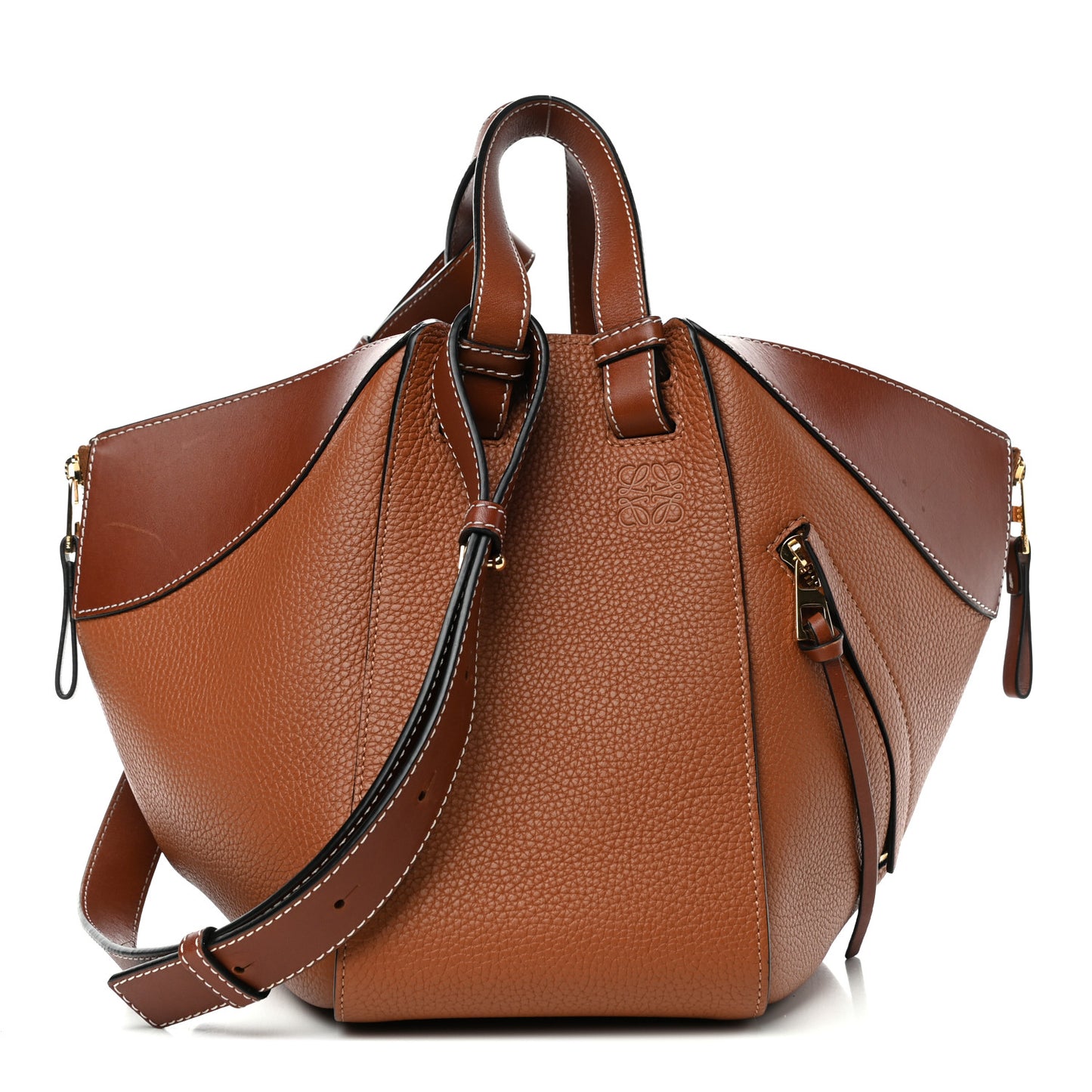Grained Calfskin Small Hammock Shoulder Bag Tan