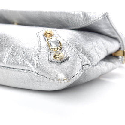Balenciaga Agneau Giant 12 Gold Hardware Envelope Strap Clutch Gris Aluminum 10 of 11