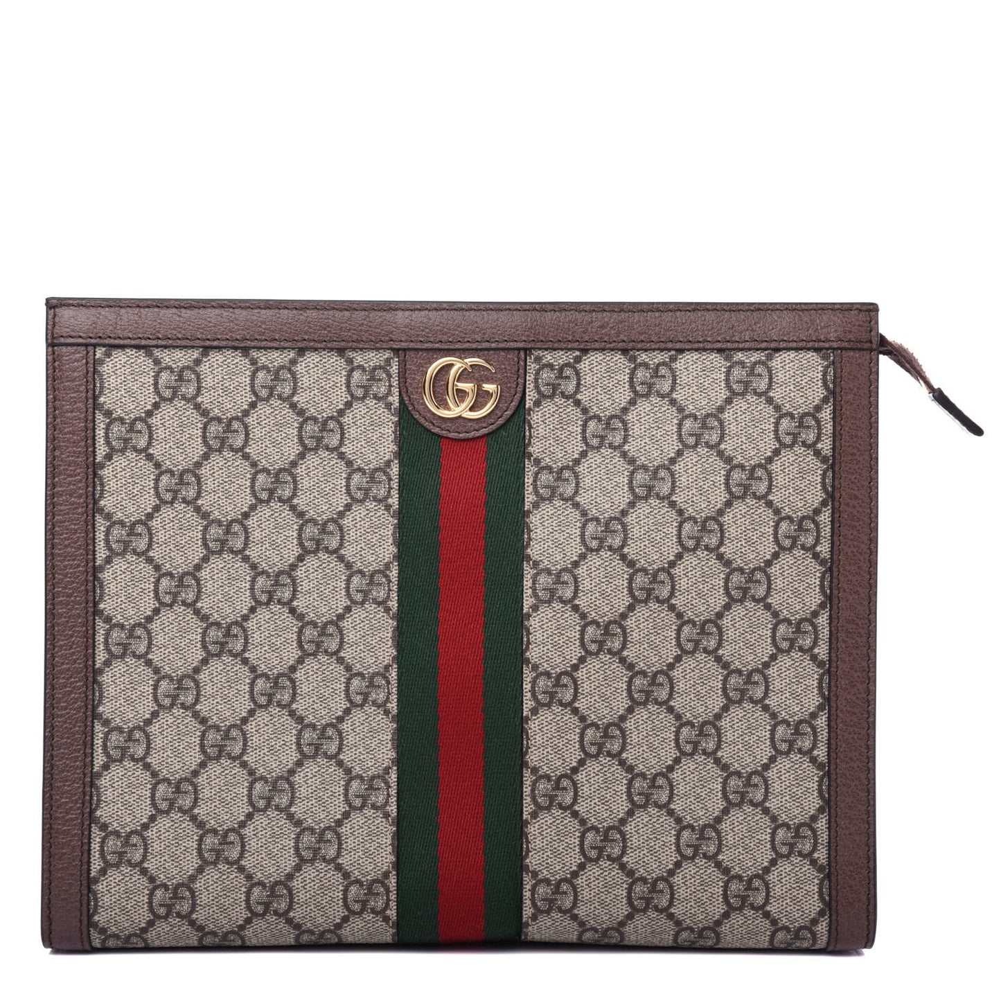 GG Supreme Monogram Web Ophidia Pouch Brown