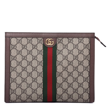 Gucci GG Supreme Monogram Web Ophidia Pouch Brown 1 of 7