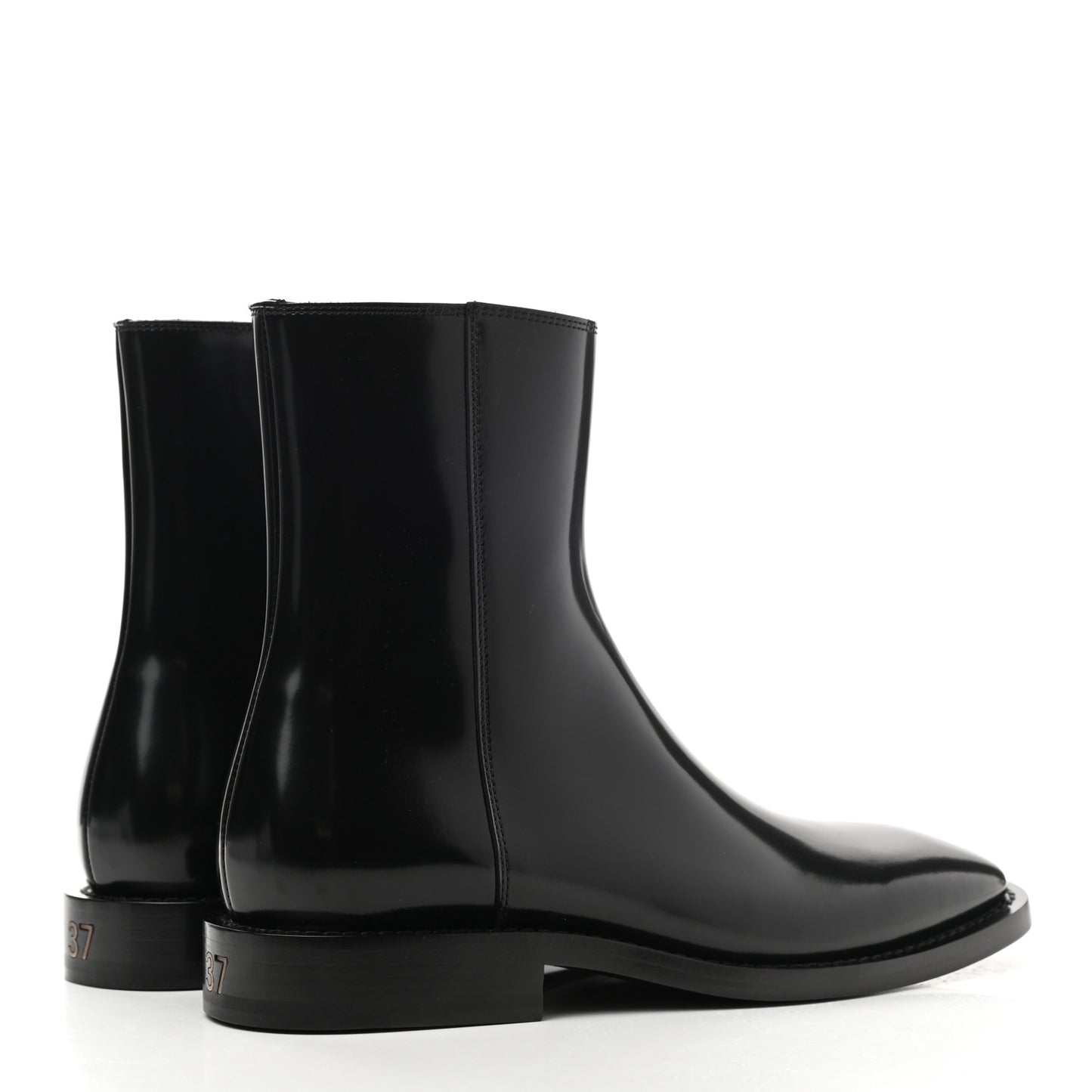 Polished Calfskin Rim Boots 37 Black