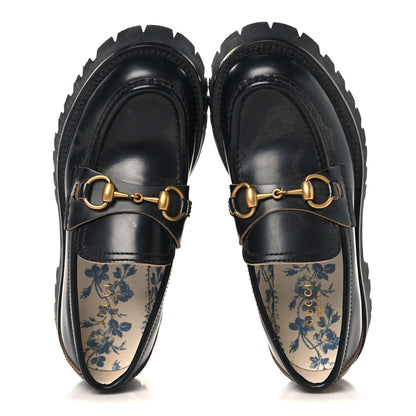 Gucci Cordovan Lux Womens Harald Horsebit 25mm Platform Loafers 35 Black 2 of 9