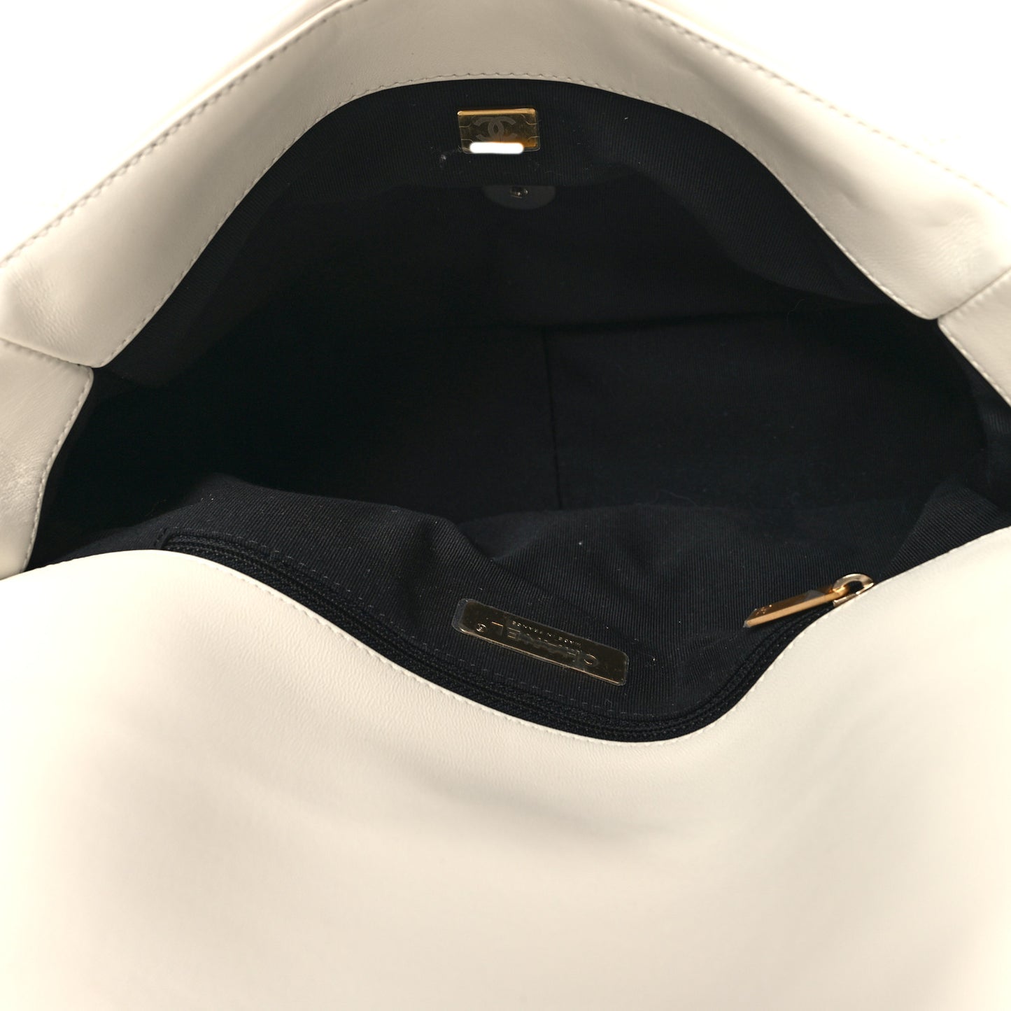 Lambskin Quilted Large Chanel 19 Flap White