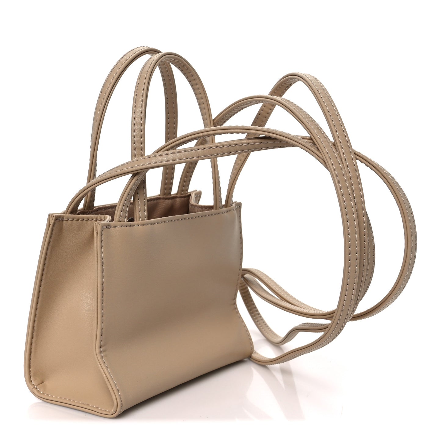 Vegan Leather Small Shopping Bag Cream