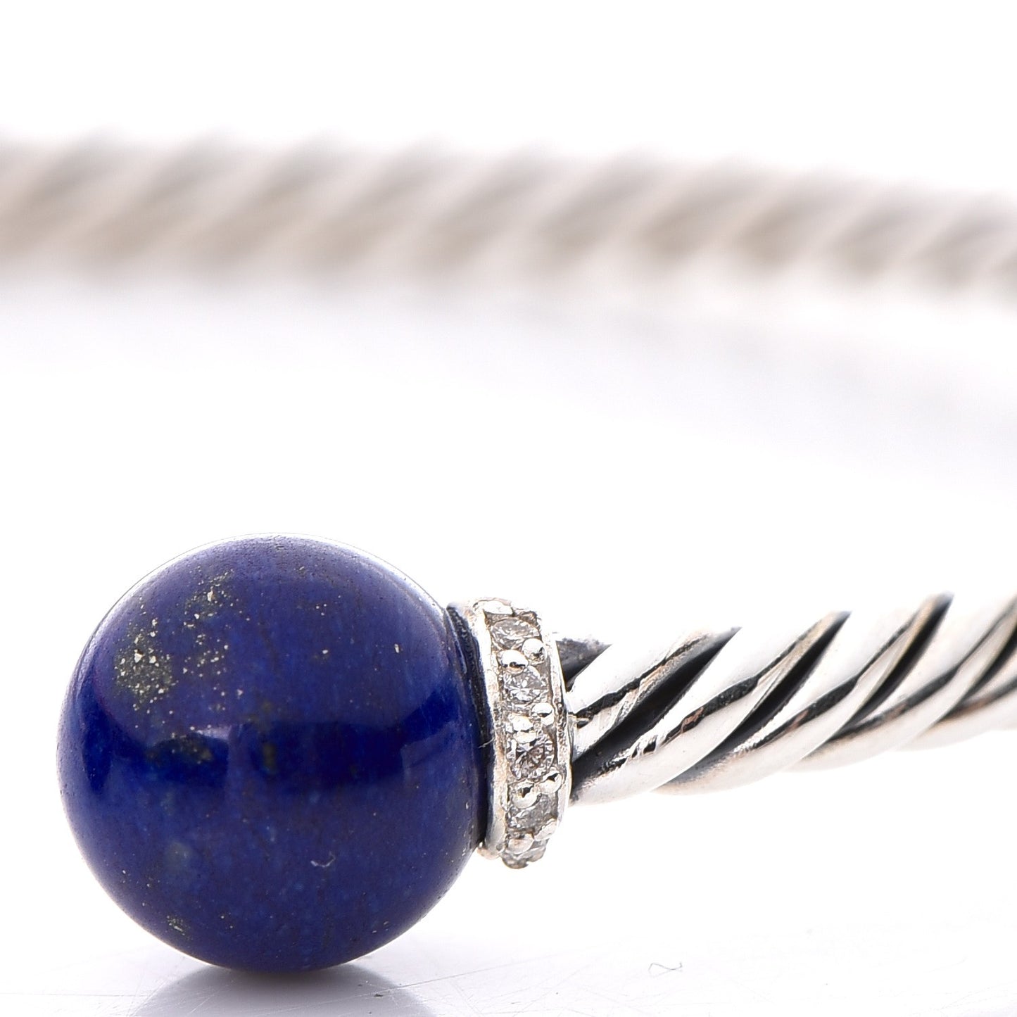Sterling Silver Diamond Lapis Lazuli 9mm Solari Bracelet