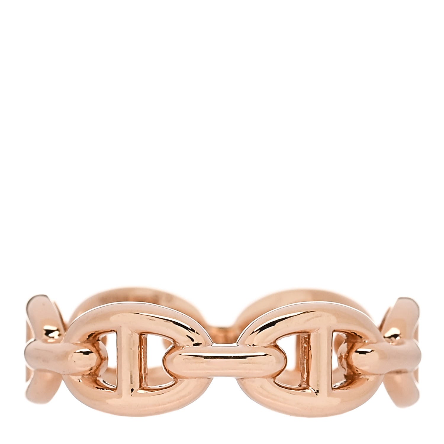 Hermes 18K Rose Gold PM Chaine D'Ancre Enchainee Ring 54 7 1 of 8