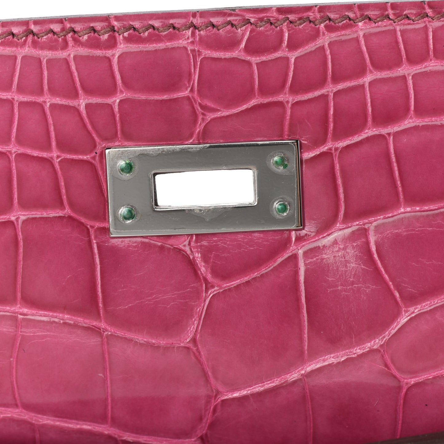 Shiny Alligator Kelly Pochette Fuchsia