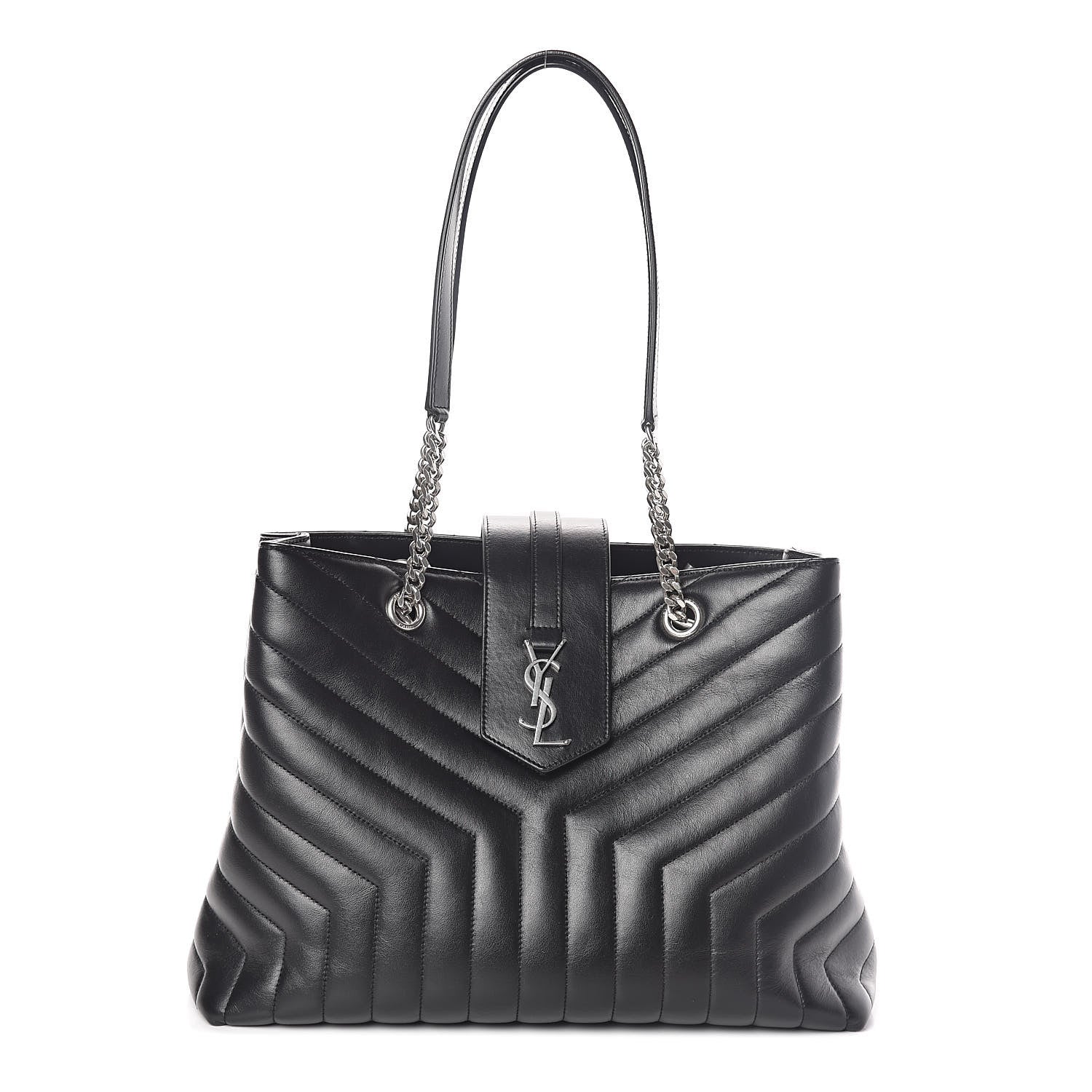 Saint Laurent Calfskin Y Quilted Monogram Large Loulou Shopper Black 1 of 9