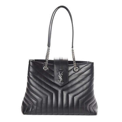 Saint Laurent Calfskin Y Quilted Monogram Large Loulou Shopper Black 1 of 9