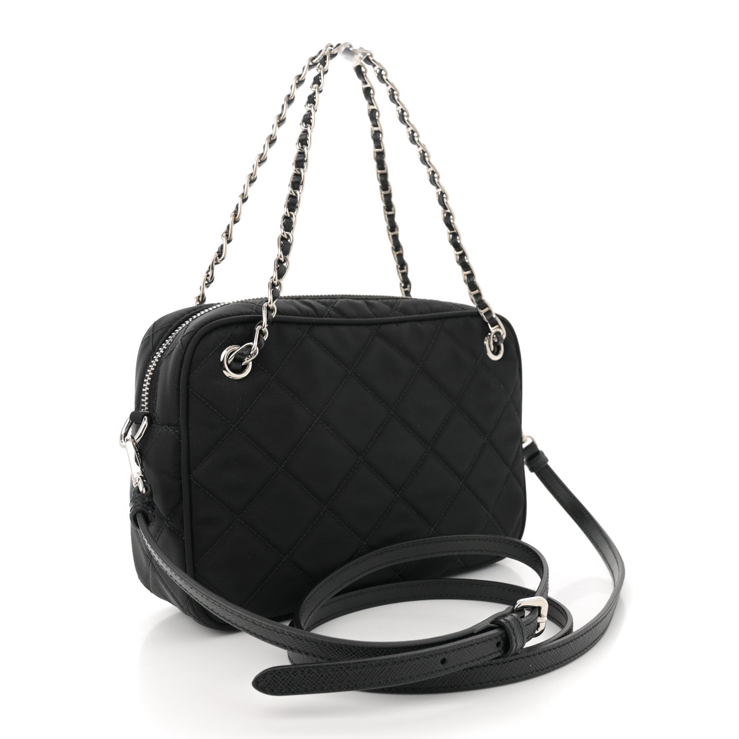 Prada Nylon Tessuto Impuntu Quilted Bandoliera Crossbody Bag Black 3 of 10