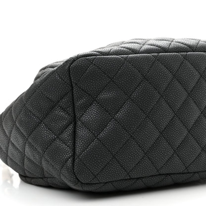 Chanel Caviar Flat Quilted CC Chain Bucket Drawstring Bag Navy 9 of 10