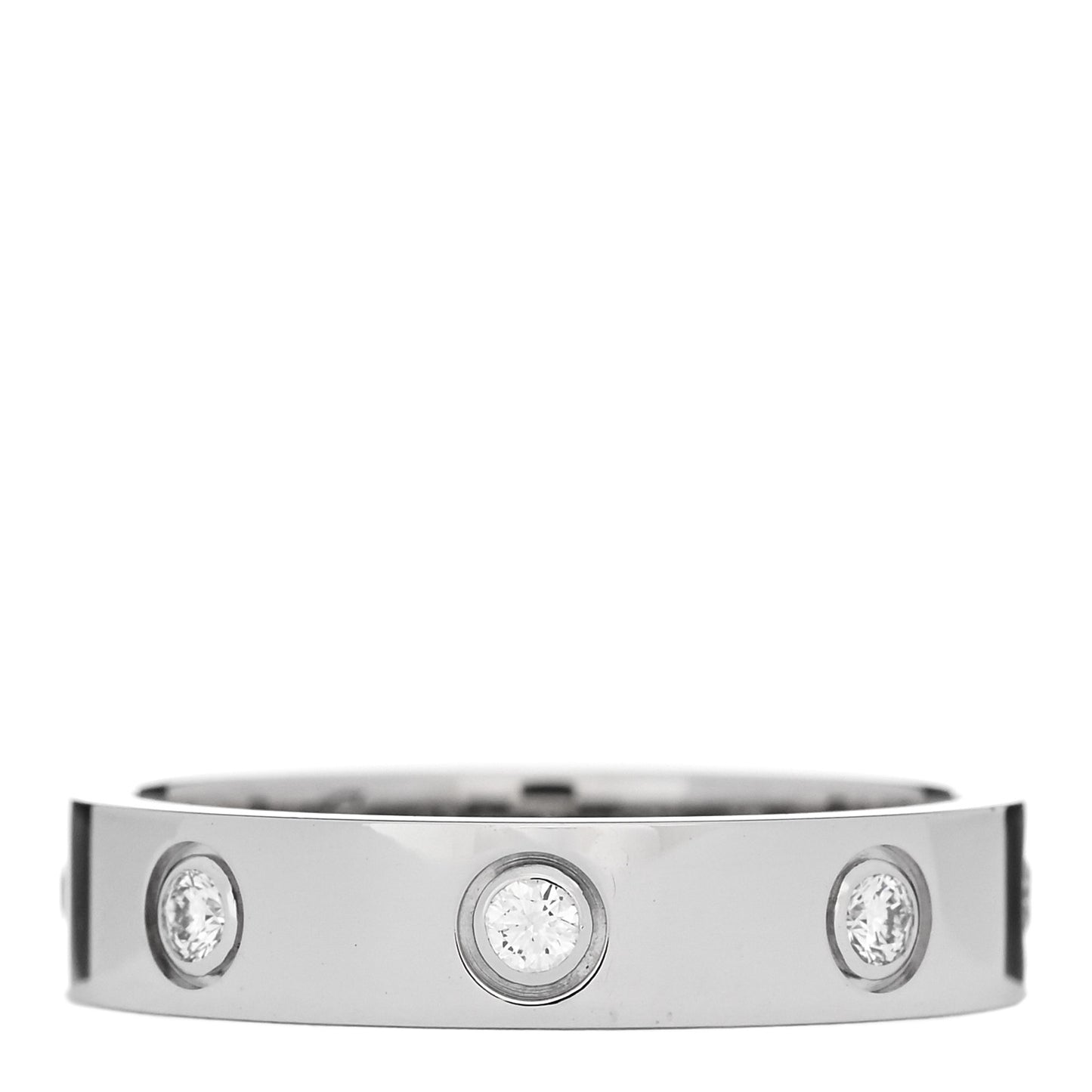 18K White Gold 8 Diamond 4mm Wedding Band LOVE Ring 51 5.75