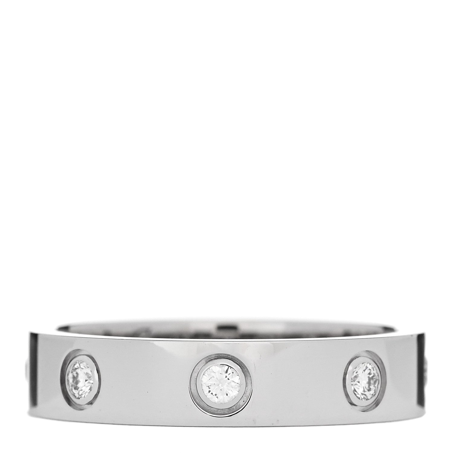 Cartier 18K White Gold 8 Diamond 4mm Wedding Band LOVE Ring 51 5.75 1 of 4
