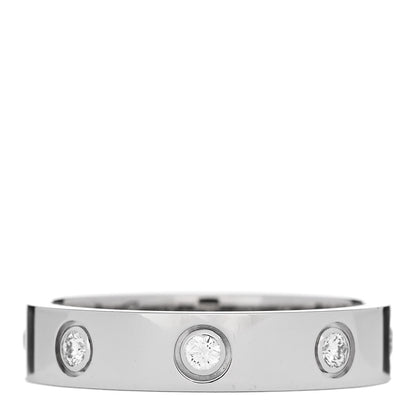 Cartier 18K White Gold 8 Diamond 4mm Wedding Band LOVE Ring 51 5.75 1 of 4