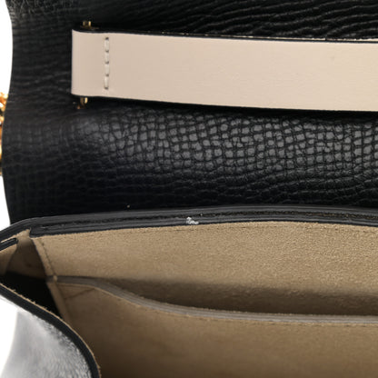 Chloe Grained Calfskin Lambskin Bi-Color Drew Shoulder Bag Black Powder Beige 10 of 11