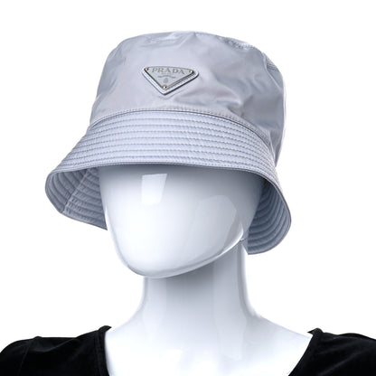 Prada Re-Nylon Metal Triangle Logo Womens Bucket Hat M Fiordaliso 2 of 7
