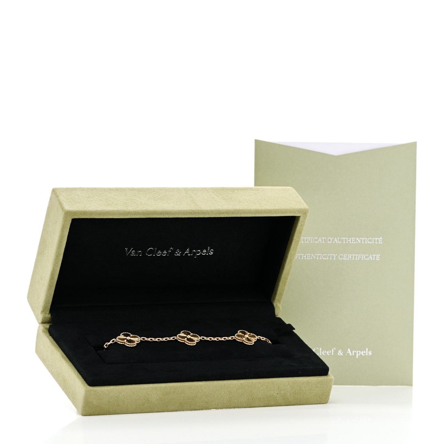 18K Yellow Gold 5 Motifs Guilloche Vintage Alhambra Bracelet