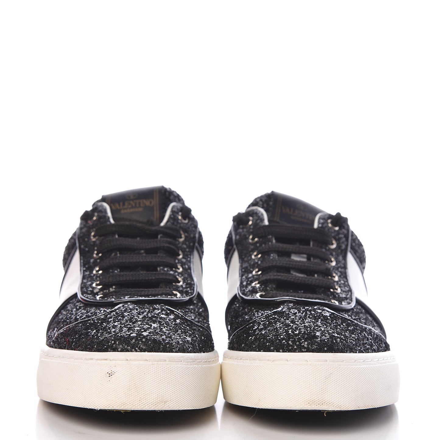 Calfskin Glitter Flycrew Sneakers 36.5 Black