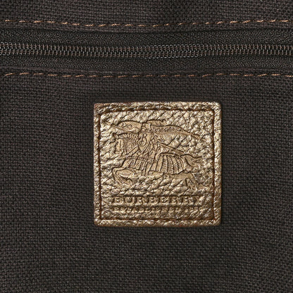 Burberry Metallic Woven Haymarket Check Thornley Satchel Gold 6 of 13