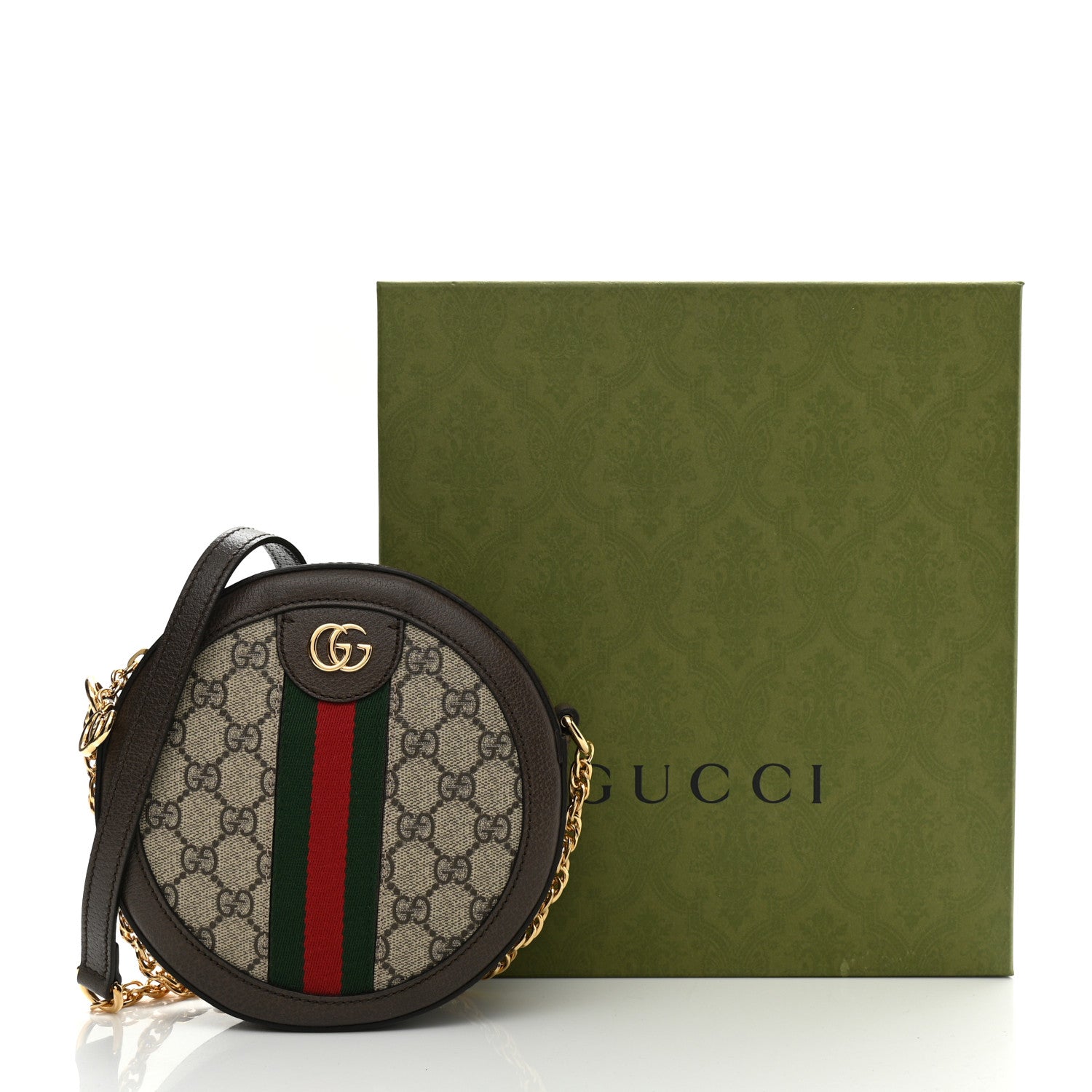 Gucci GG Supreme Monogram Web Mini Ophidia Round Shoulder Bag Brown 10 of 10