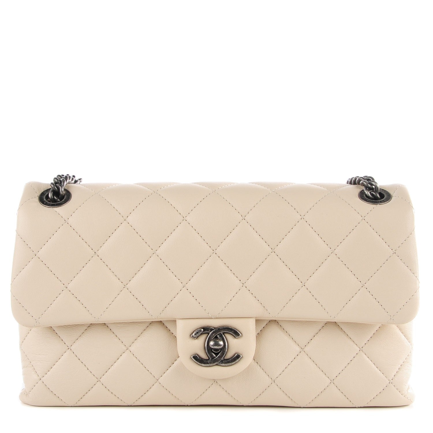 Chanel Shiny Lambskin Quilted Medium Burgundy Rocks Flap Light Beige 1 of 9