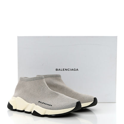 Balenciaga Sweatshirt Knit Bi-Color Sole Womens Speed Sneakers 38 Grey White Black 8 of 8