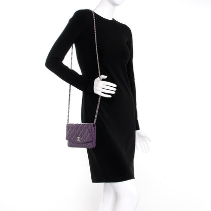 Chanel Patent Quilted Brilliant Wallet On Chain WOC Violet 2 of 9