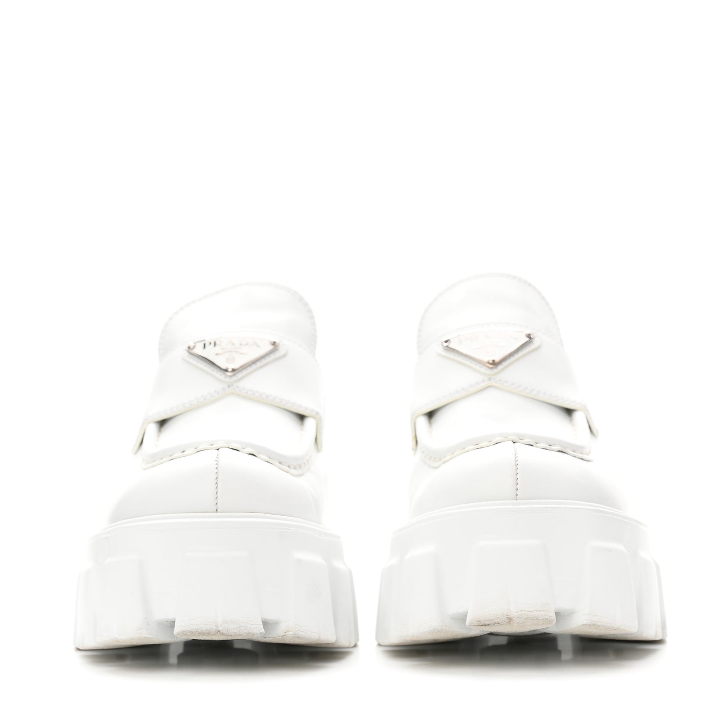Spazzolato Rois Metal Triangle Logo Monolith 55mm Loafers 36.5 White