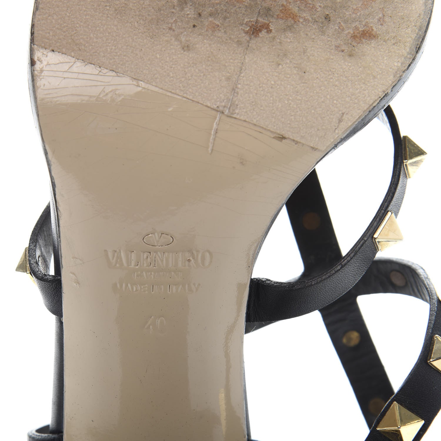 Valentino Garavani Calfskin Rockstud 90mm City Sandals 40 Black 7 of 7