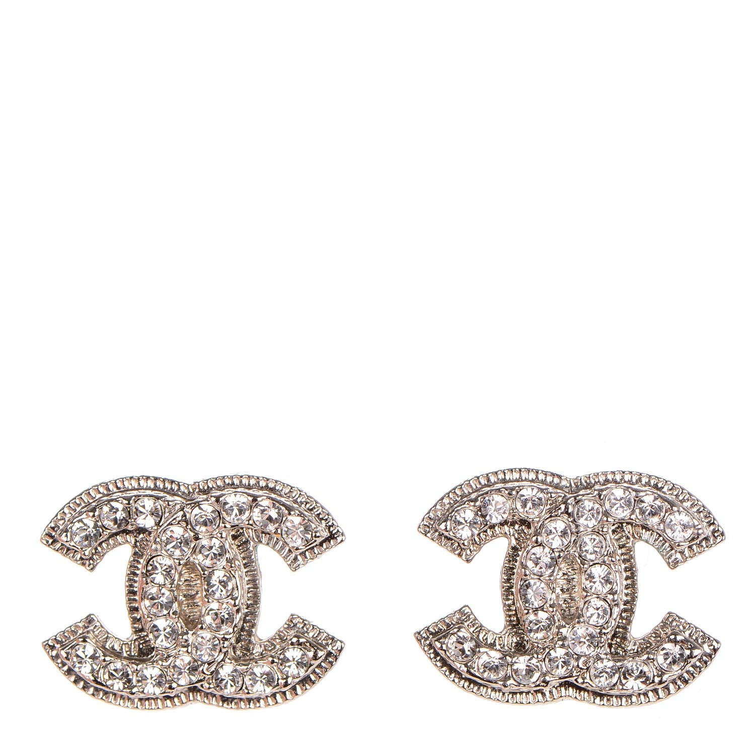Chanel Crystal CC Earrings Silver 1 of 5