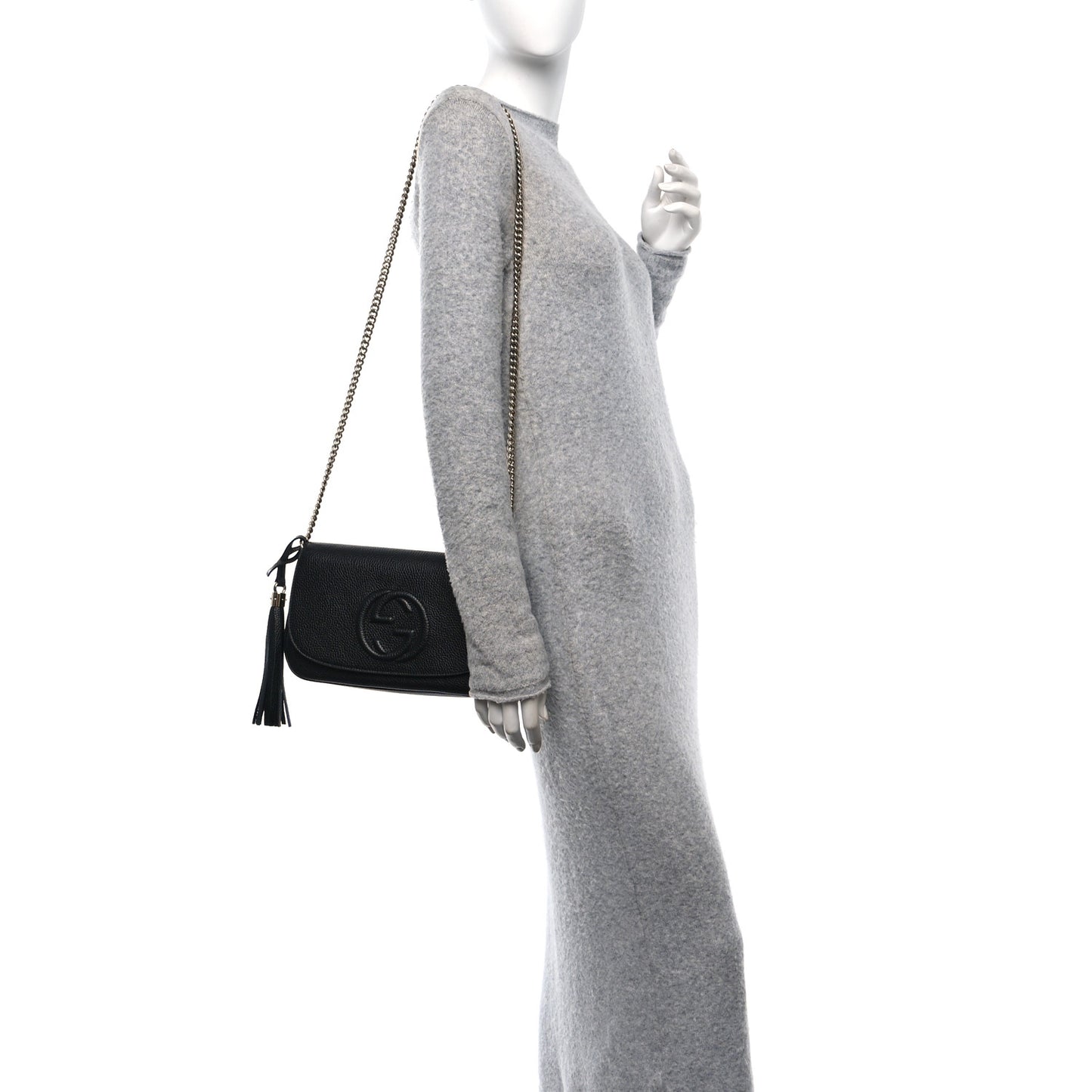 Pebbled Calfskin Medium Soho Flap Crossbody Black
