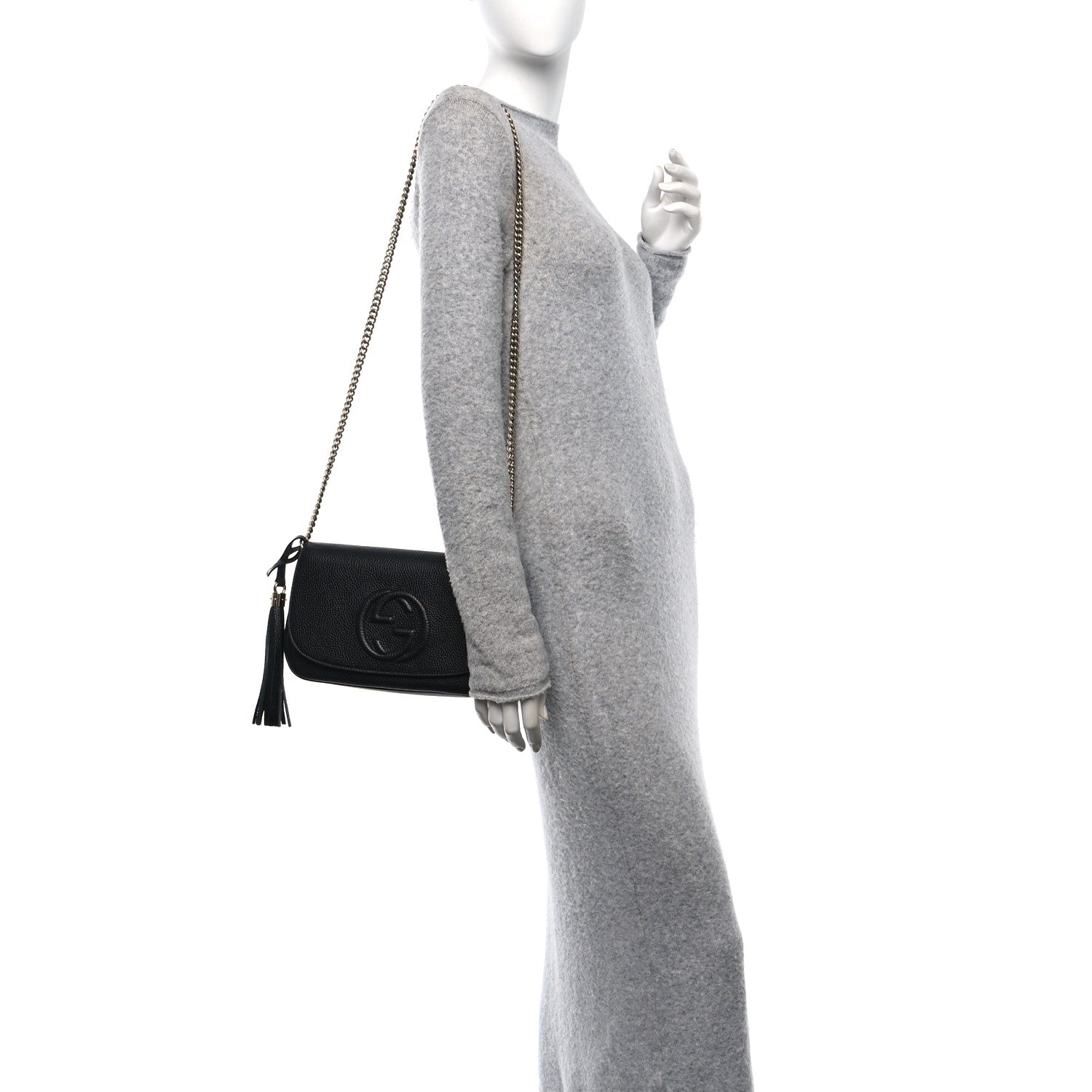 Gucci Pebbled Calfskin Medium Soho Flap Crossbody Black 2 of 10