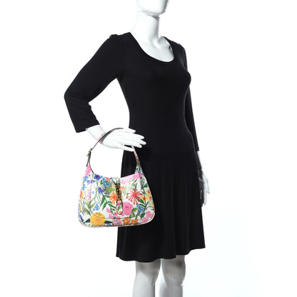 Gucci X KEN SCOTT New Shangai Calfskin Jardin D'Avril Floral Print Small Jackie 1961 Hobo Ivory Pink 2 of 10