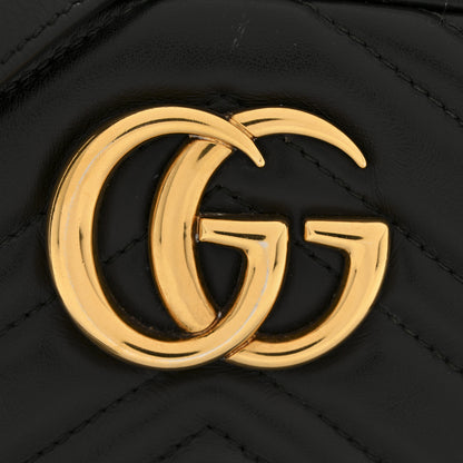 Gucci Calfskin Matelasse Small GG Marmont Chain Shoulder Bag Black 11 of 13