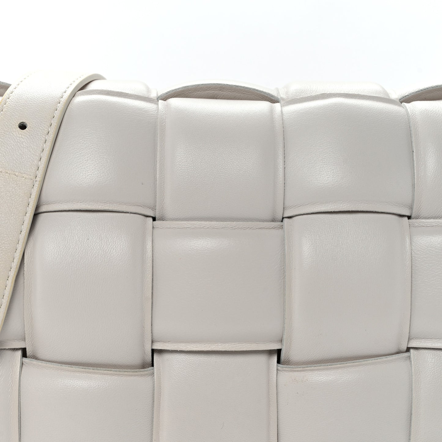 Nappa Maxi Intreccio Padded Cassette Crossbody Bag Chalk
