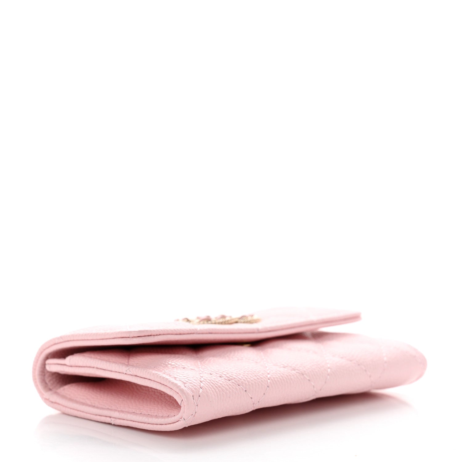 Chanel Caviar Quilted Crystal CC Flap Card Holder Pink 4 of 9