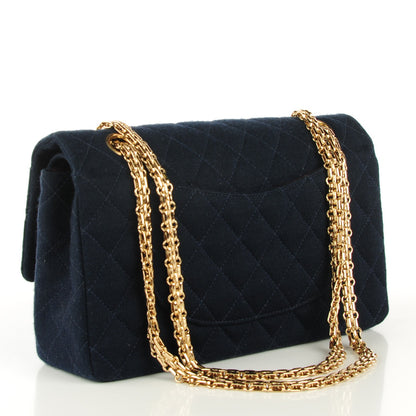 Chanel Jersey Quilted Medium Double Flap Navy 3 of 8