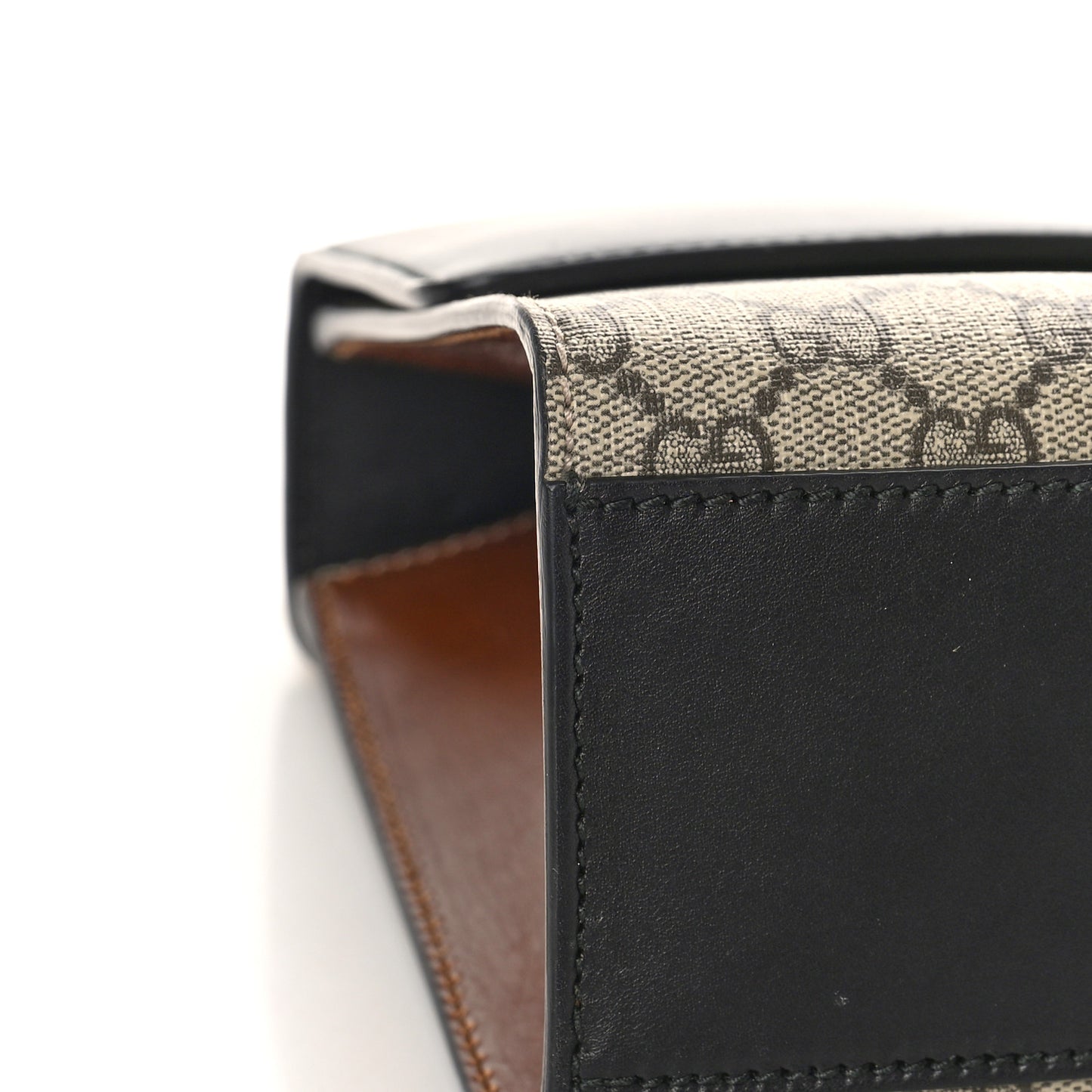 GG Supreme Monogram Calfskin Medium Padlock Shoulder Bag Beige Black Cuir