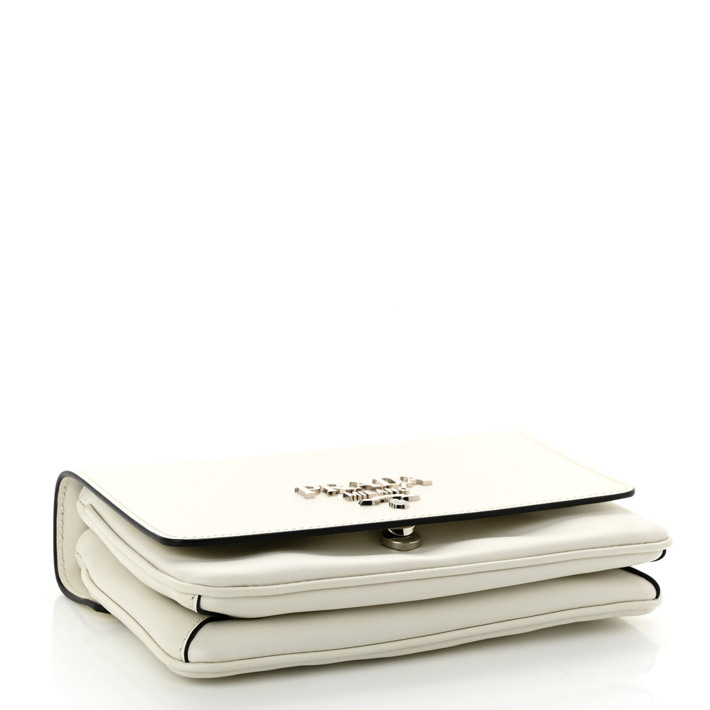 Soft Calfskin Saffiano Chain Crossbody Bag White Black