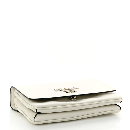 Prada Soft Calfskin Saffiano Chain Crossbody Bag White Black 4 of 9
