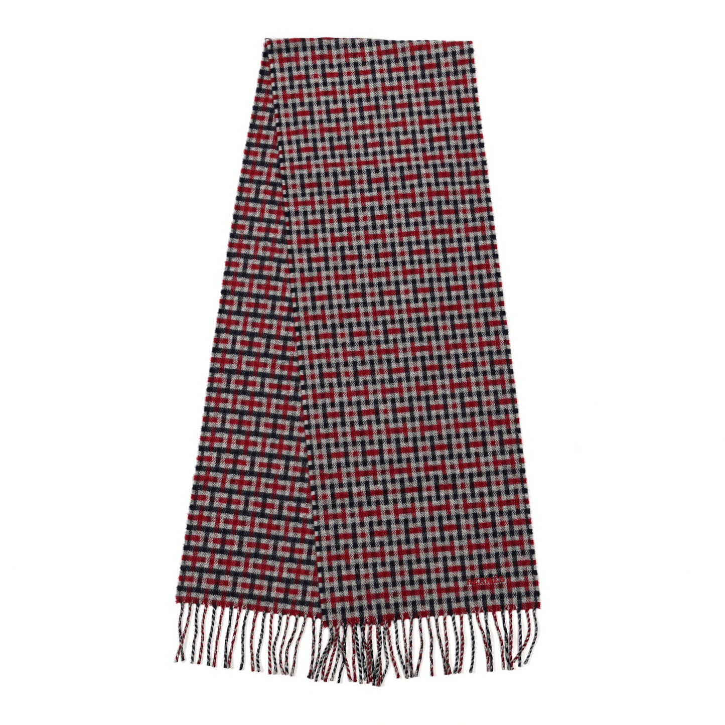 Cashmere H Ecossais Muffler Marine Bordeaux Gris Clair