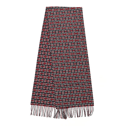 Hermes Cashmere H Ecossais Muffler Marine Bordeaux Gris Clair 2 of 3