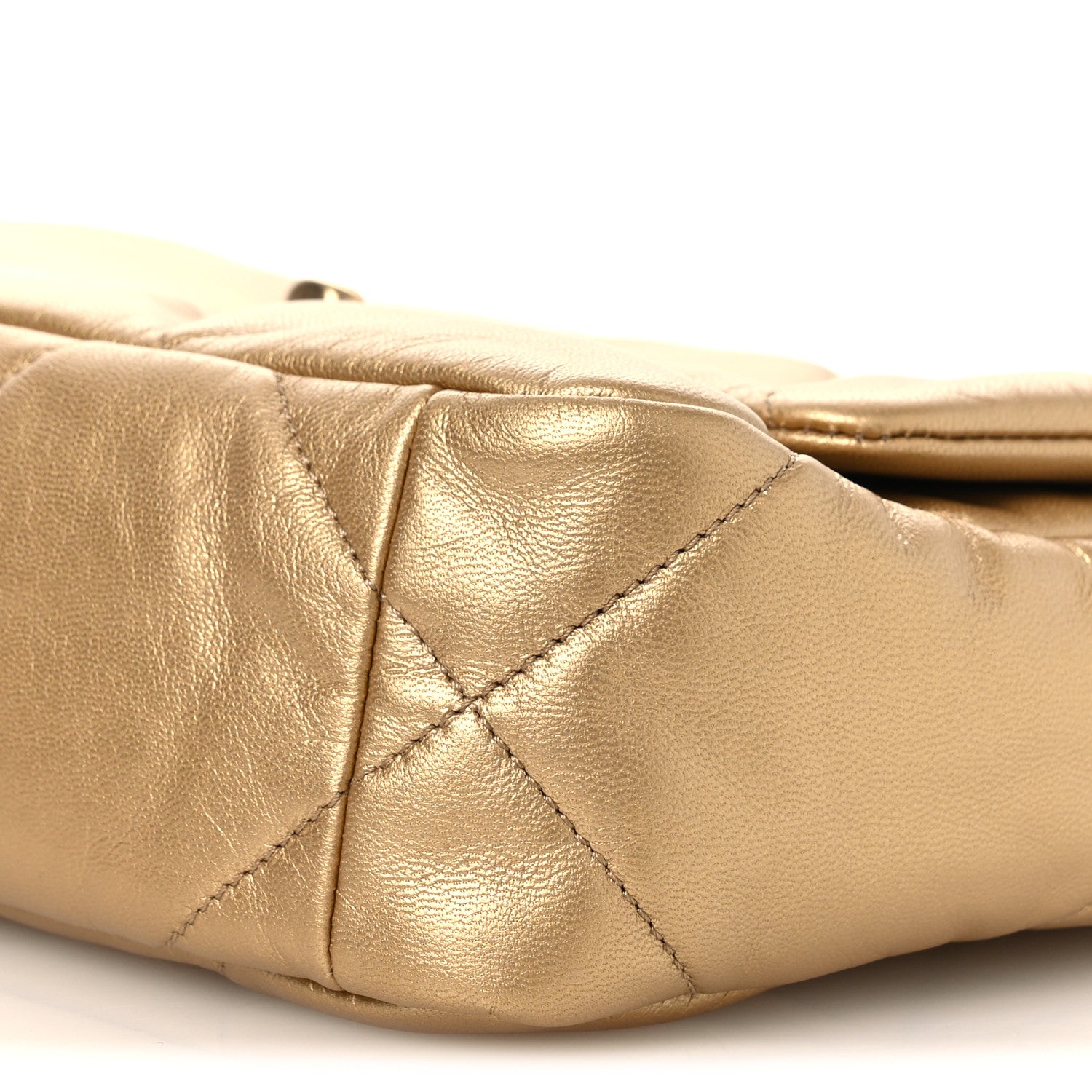 Chanel Metallic Goatskin Quilted Medium Chanel 19 Flap Gold 10 of 12