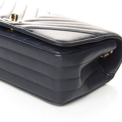 Chanel Calfskin Chevron Quilted Mini Statement Flap Navy Blue 9 of 10